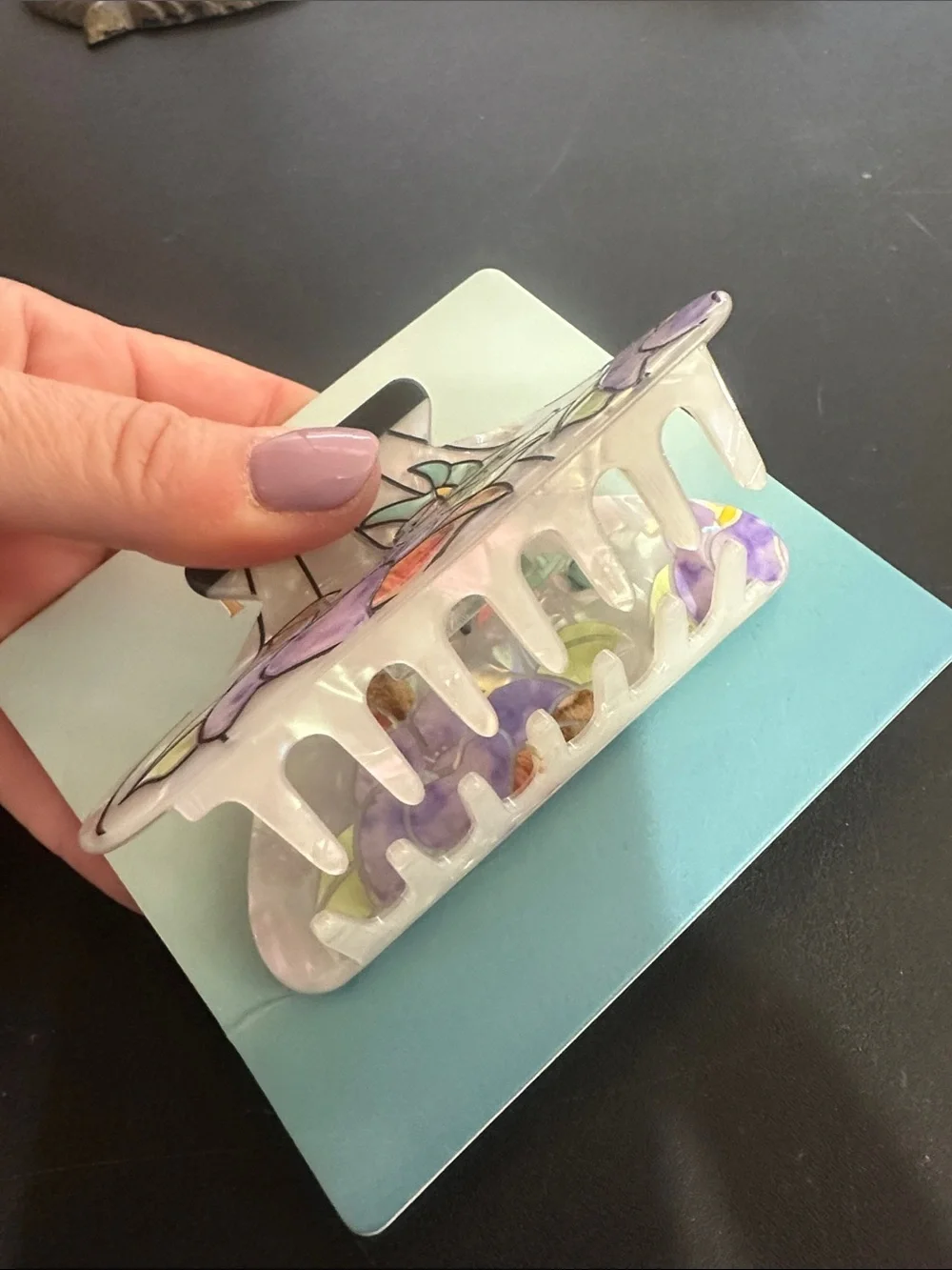 Piper K Tiffany lamp glass stained floral hair claw clip